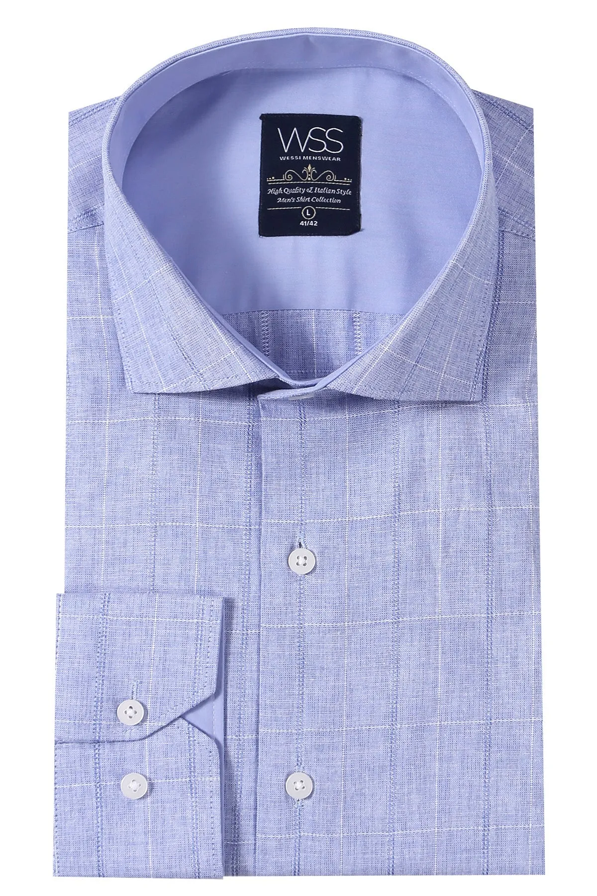 WSS Checked Long Sleeve Blue Shirt  - Singen